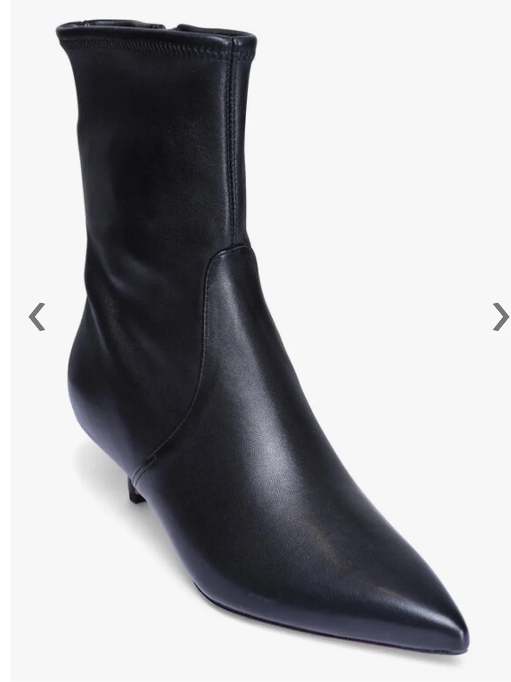 Veronica Beard Lisa Black Stretch Leather Short Boot, 45mm Kitten Heel EUC